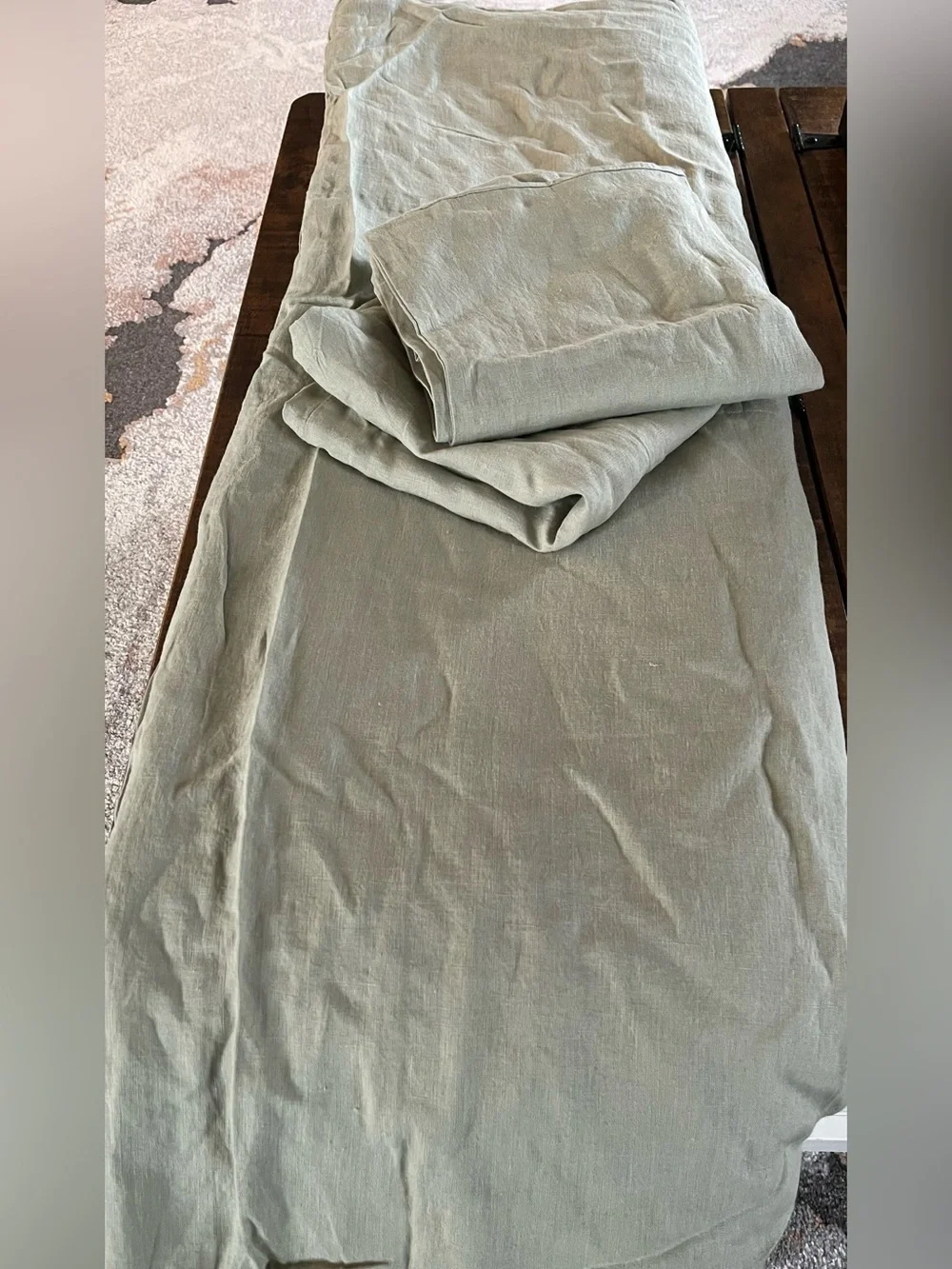NWT Quince European Linen 3 Pc Duvet Cover Set, King/cal (Willowleaf) MSRP $214